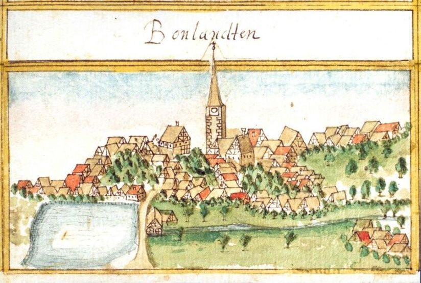 Bonlanden 1683, aus dem Forstkartenwerk von Andreas Kieser