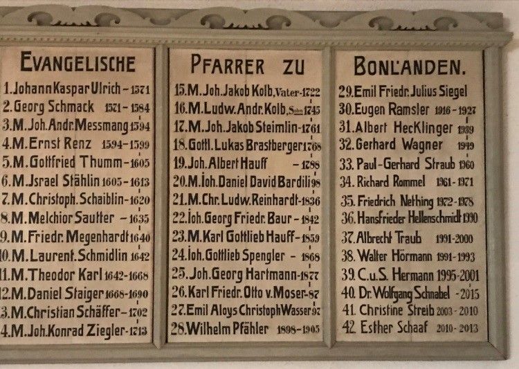 Evangelische Georgskirche - Pfarrertafel