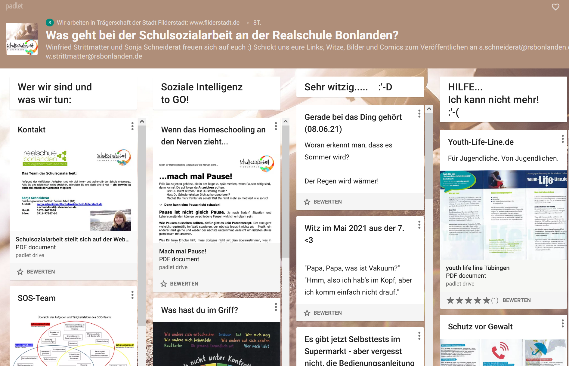 Padlet der Schulsozialarbeit